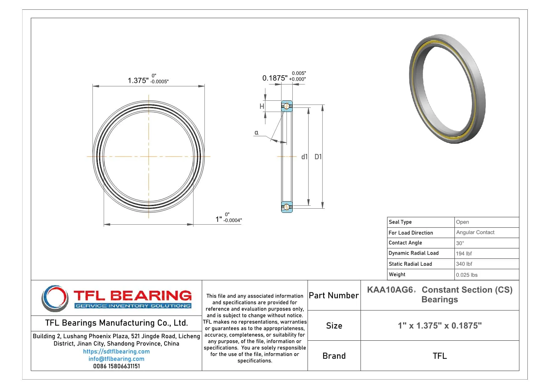 Constant Section (CS) Bearings KAA10AG6 Drawing.dwg
