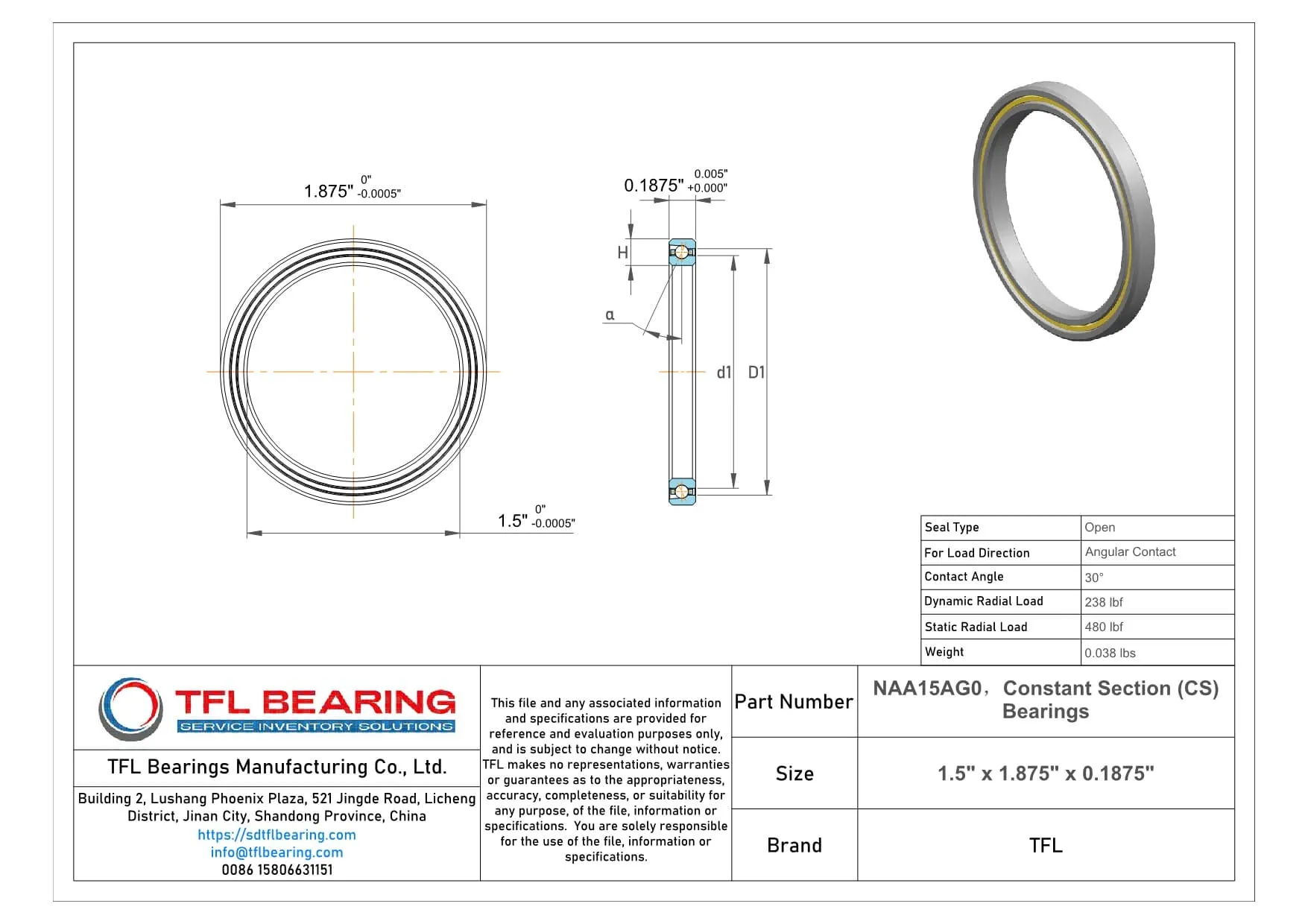 Constant Section (CS) Bearings NAA15AG0 Drawing.dwg