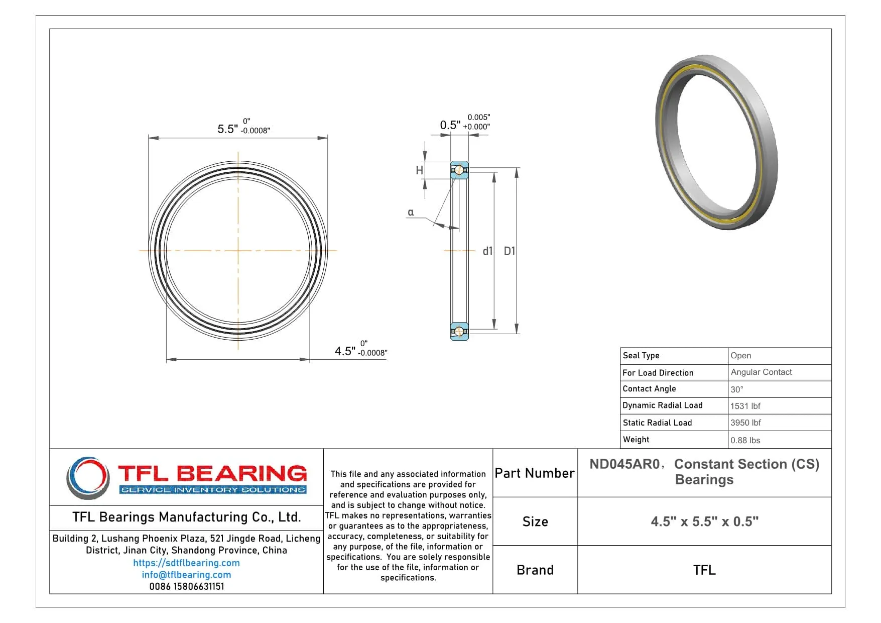 Constant Section (CS) Bearings ND045AR0 Drawing.dwg