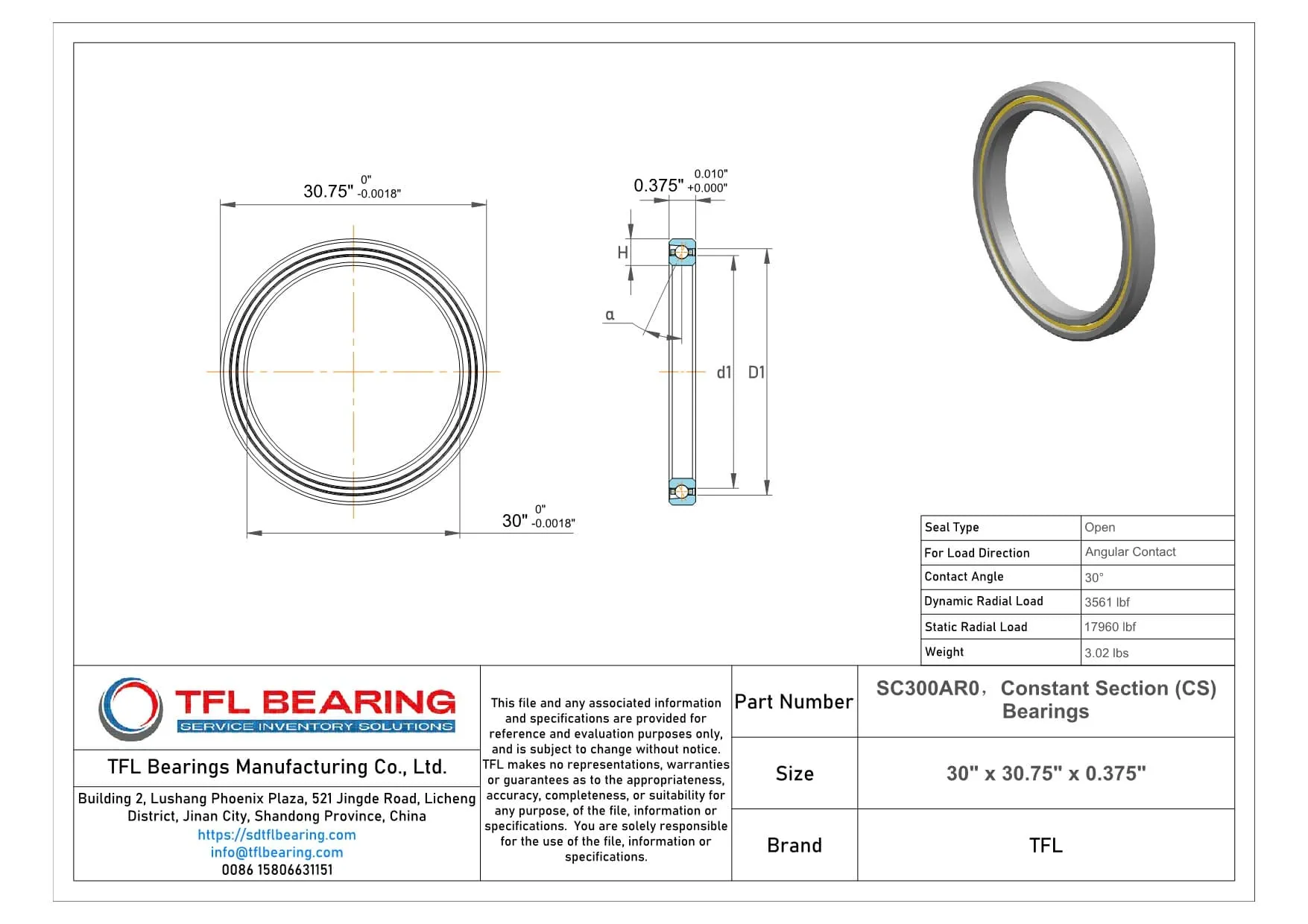 Constant Section (CS) Bearings SC300AR0 Drawing.dwg