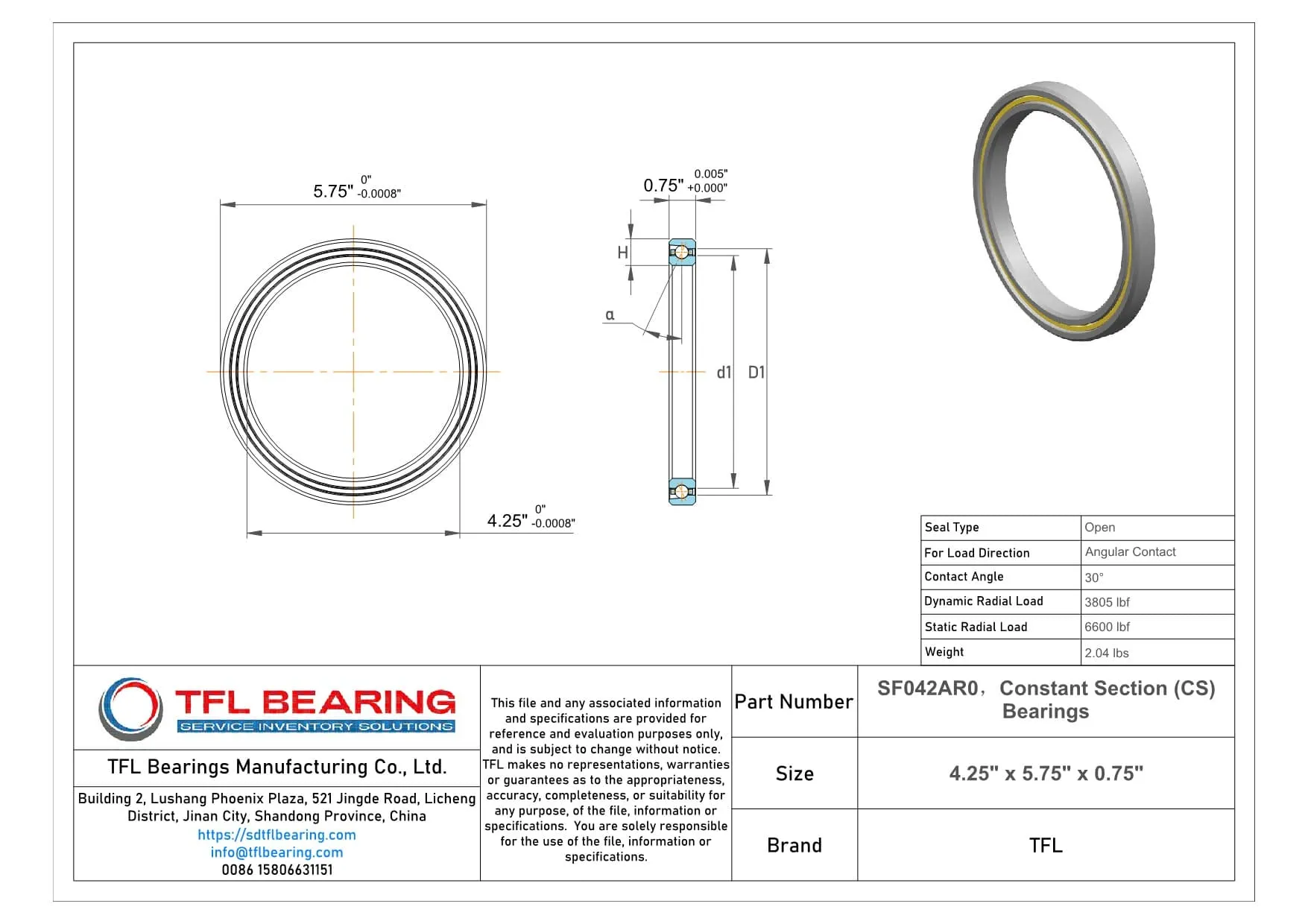 Constant Section (CS) Bearings SF042AR0 Drawing.dwg
