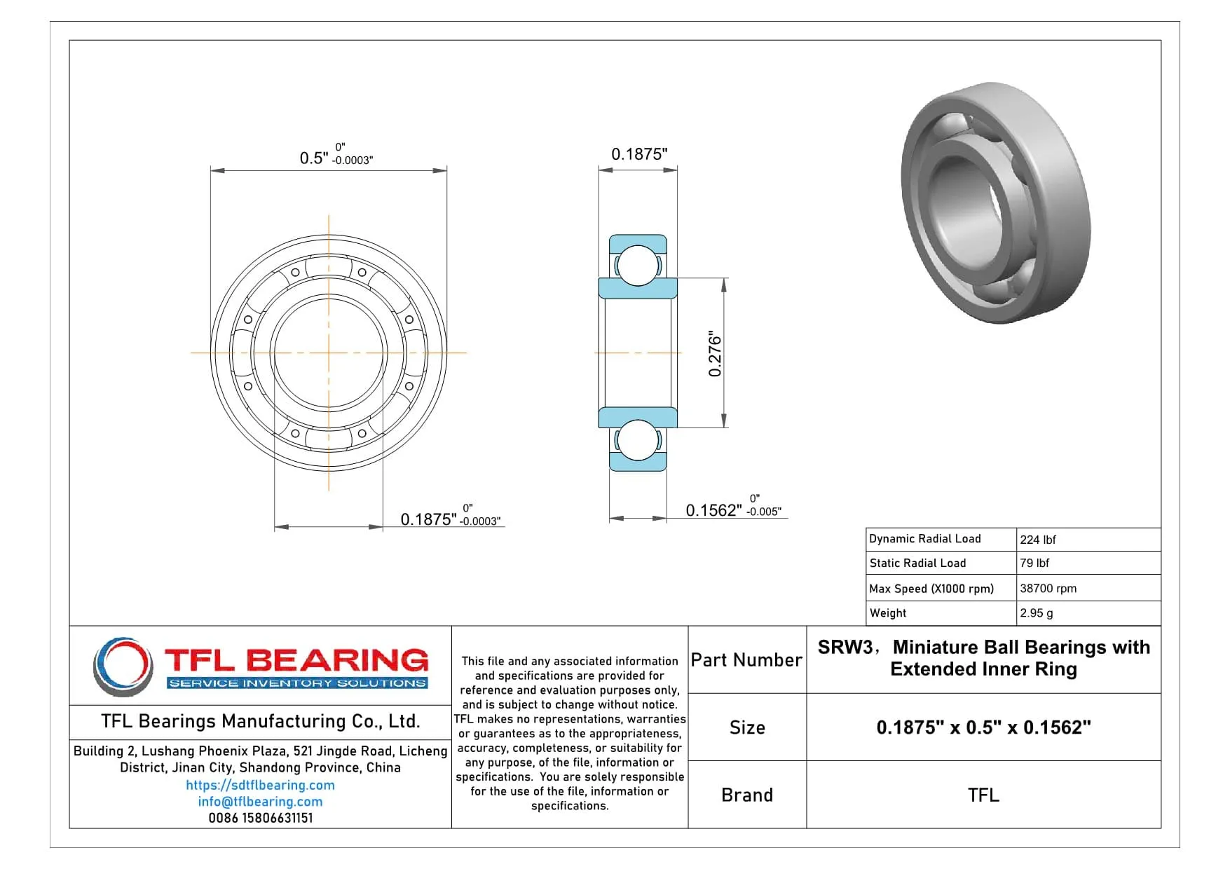 Miniature Ball Bearings with Extended Inner Ring SRW3 Drawing.dwg