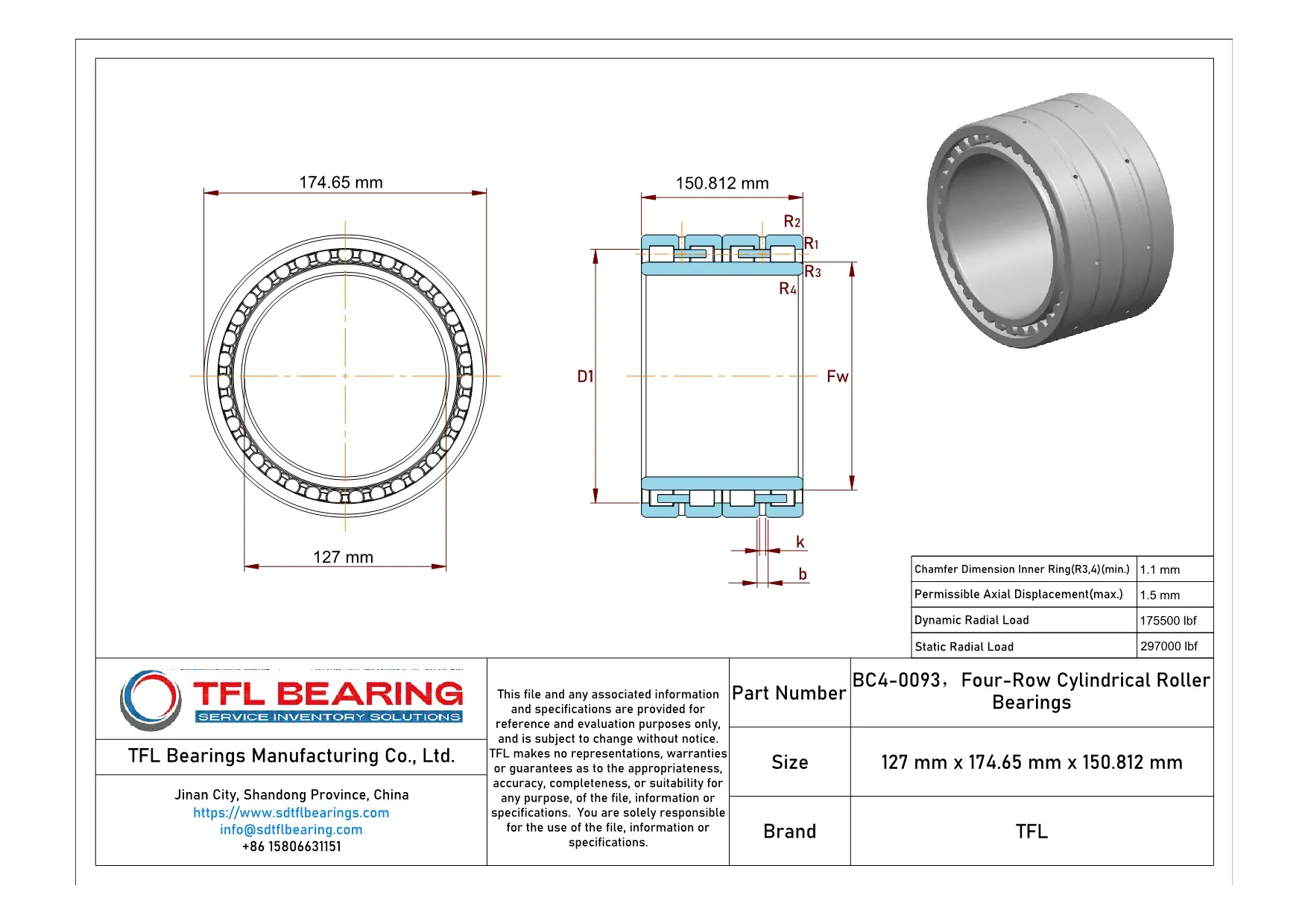 Four-Row Cylindrical Roller Bearings BC4-0093 Drawing.dwg