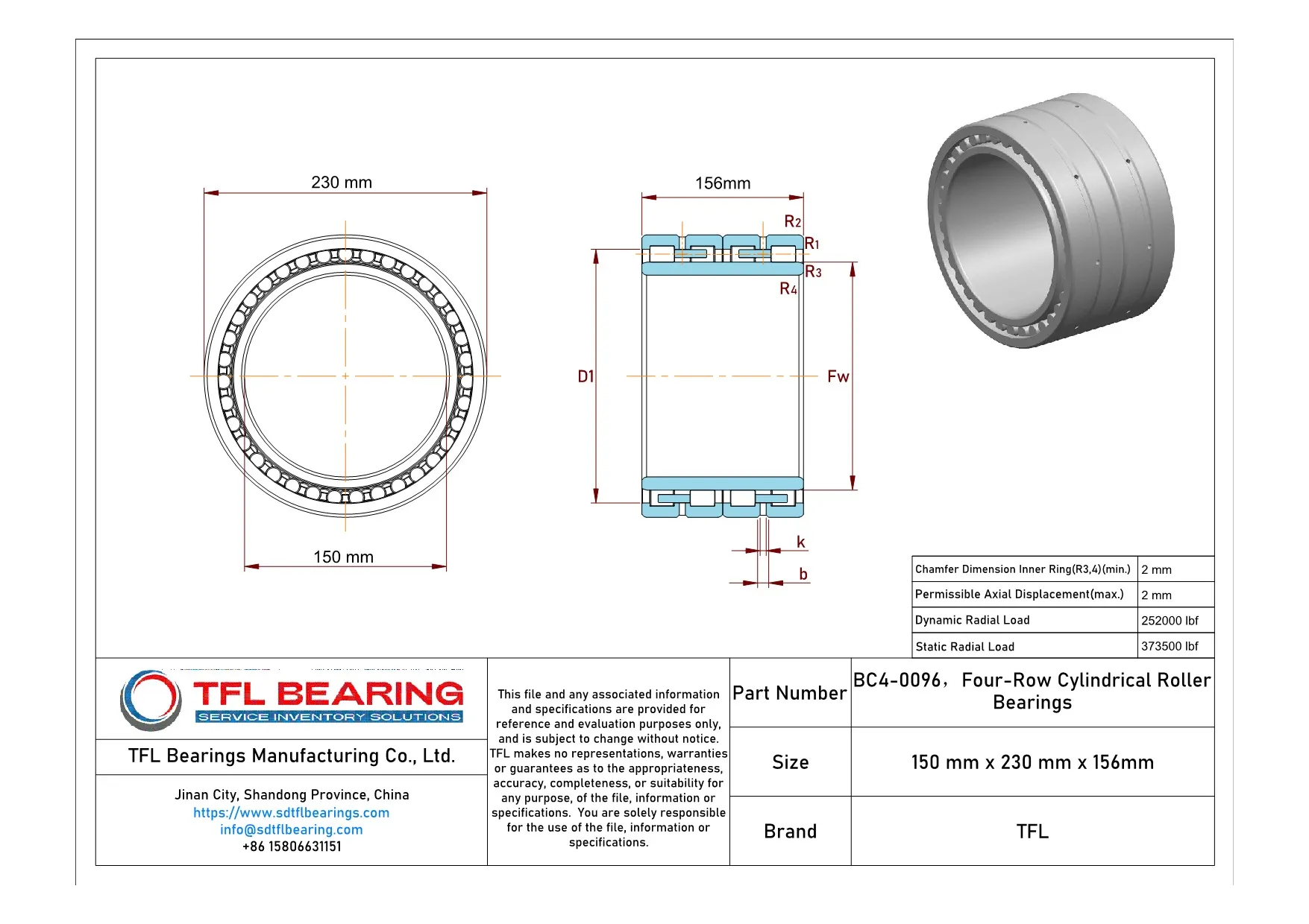 Four-Row Cylindrical Roller Bearings BC4-0096 Drawing.dwg