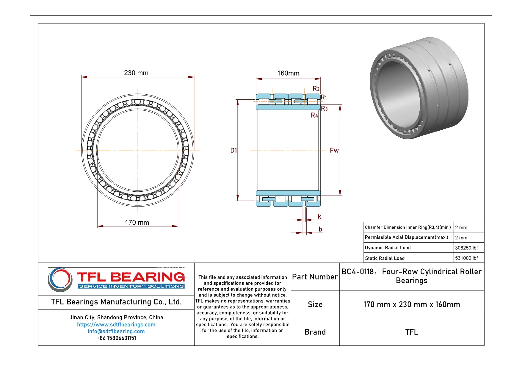 Four-Row Cylindrical Roller Bearings BC4-0118 Drawing.dwg