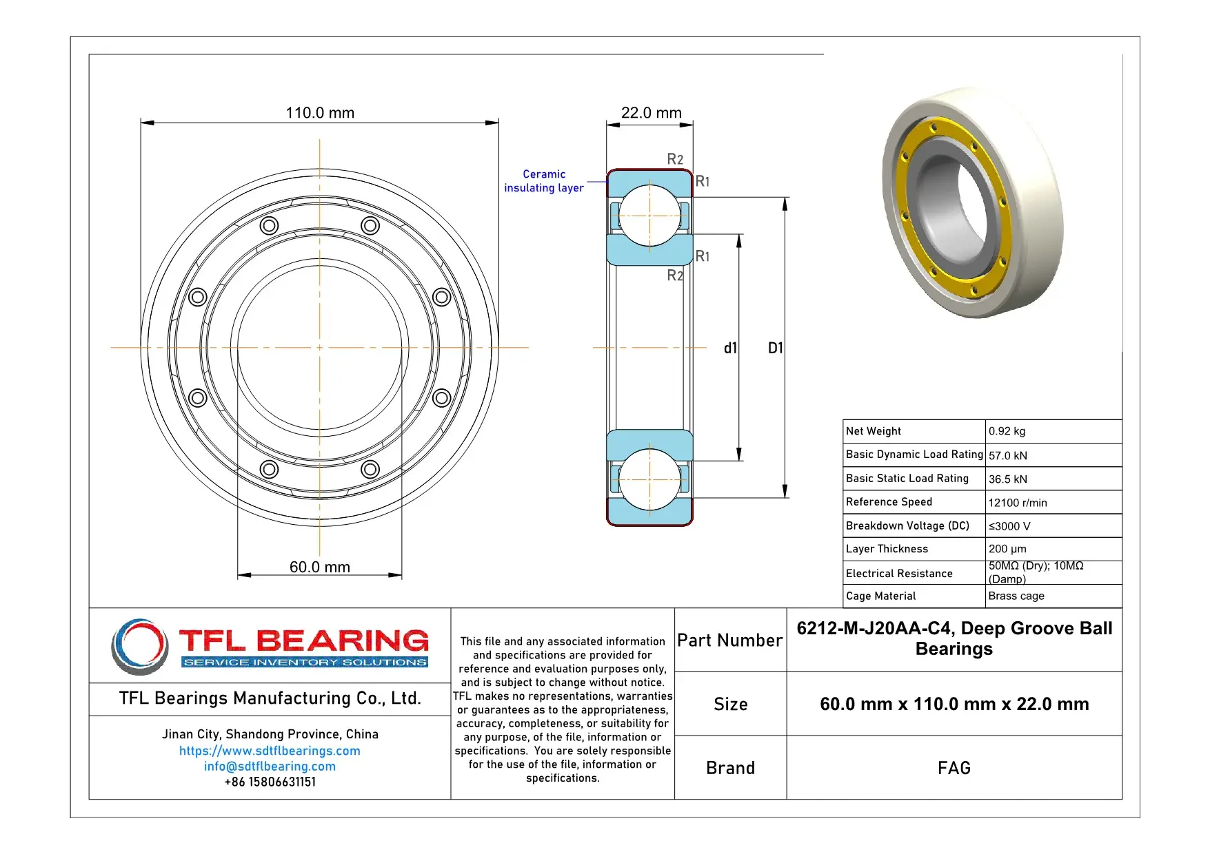 FAG Current-Insulated Bearings 6212-M-J20AA-C4 Drawing.dwg