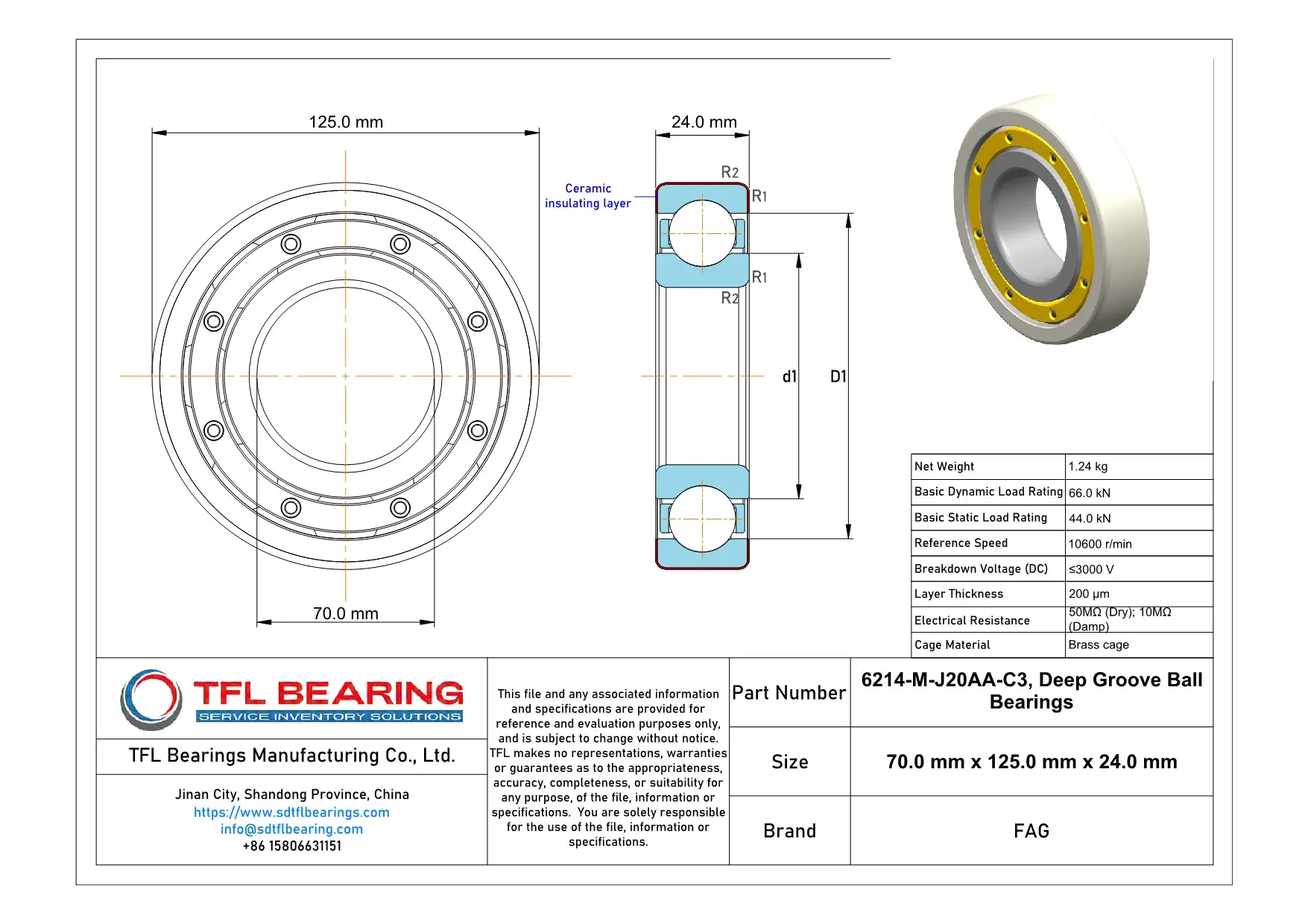 FAG Current-Insulated Bearings 6214-M-J20AA-C3 Drawing.dwg