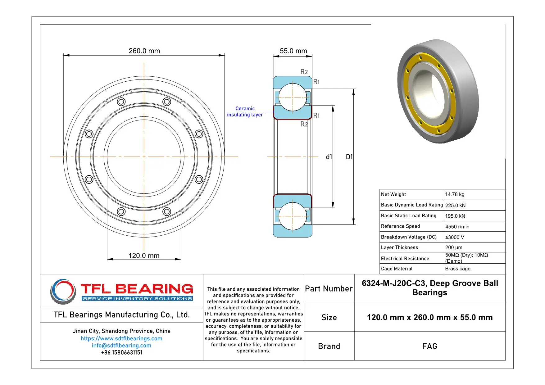 FAG Current-Insulated Bearings 6324-M-J20C-C3 Drawing.dwg