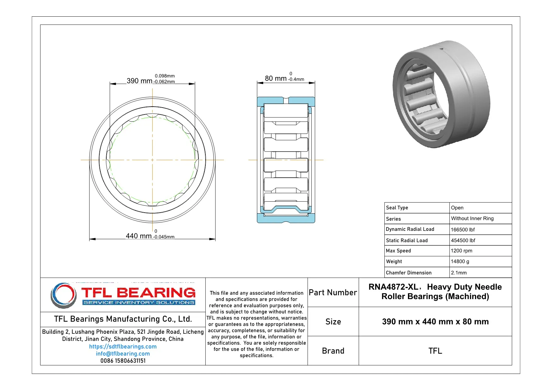 Heavy Duty Needle Roller Bearings (Machined) RNA4872-XL Drawing.dwg