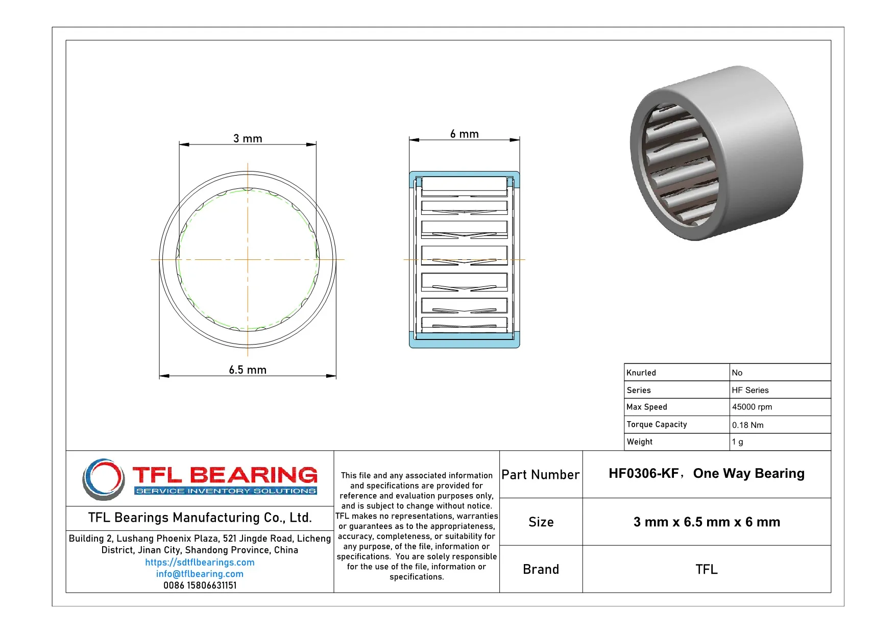 One Way Bearing HF0306-KF Drawing.dwg